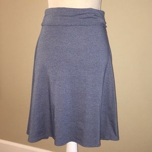 Lularoe Solid Chambray Blue LLR Azure Midi Skirt Classic A-Line XS